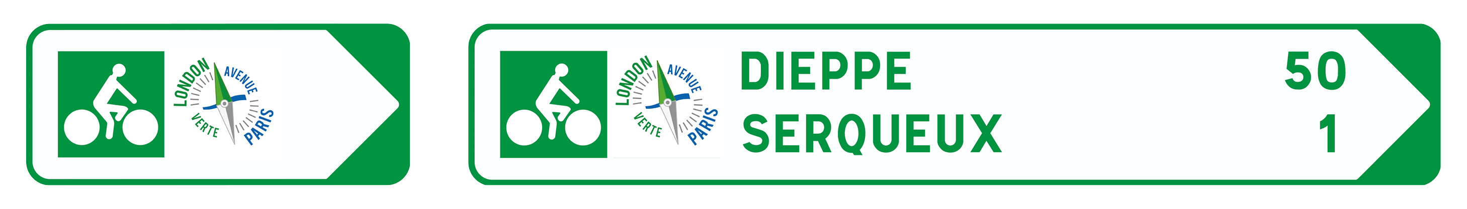 panneaux vélo de l'avenue verte london-paris