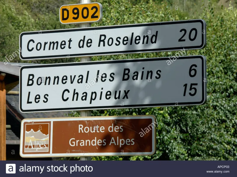 Signalétique routière RGA vers le Cormet de Roselend