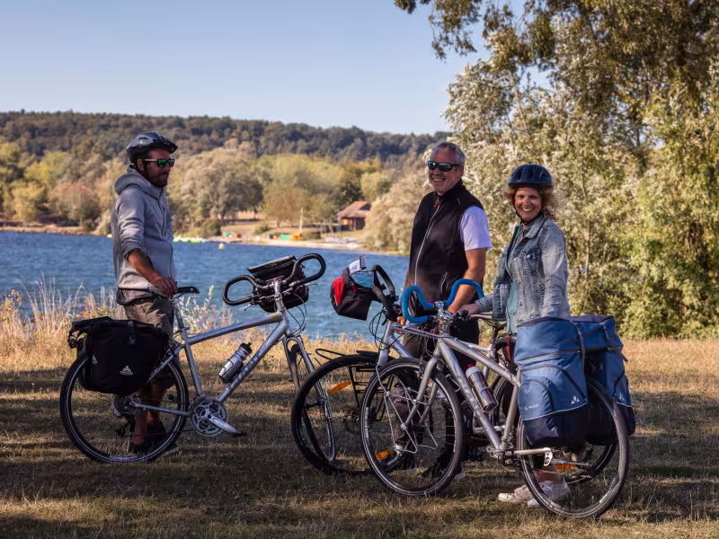 Arrêt vélo à la base de loisirs de Léry-Poses