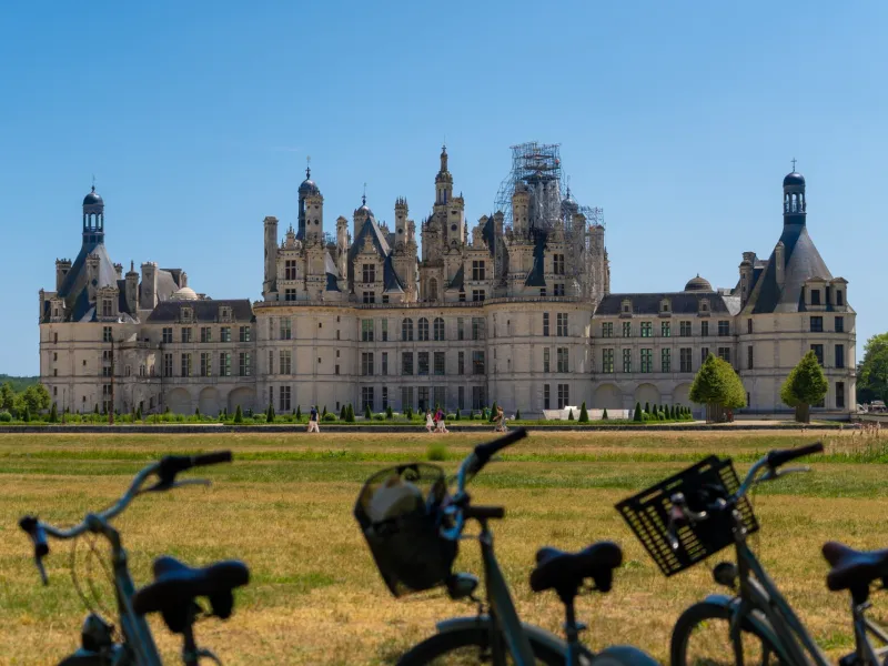 Arrivée à vélo au château de Chambord