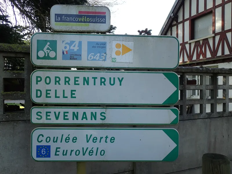 Panneaux sur la francovélosuisse