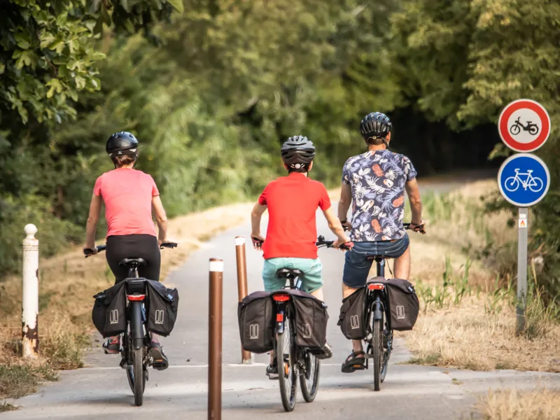 Piste cyclable dans les Alpilles