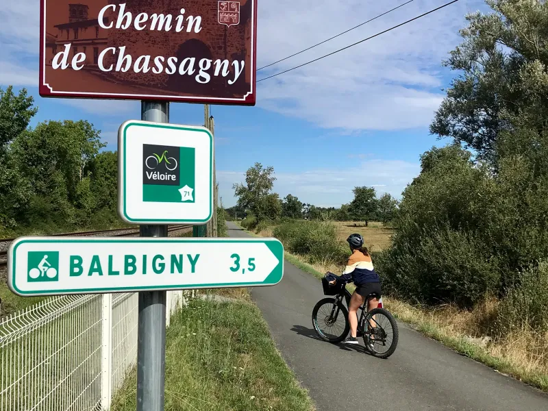 Itinéraire et balisage de la Véloire à Balbigny