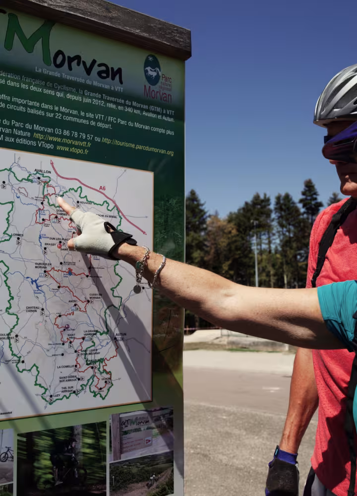 Carte de la Grande Traversée du Morvan à VTT