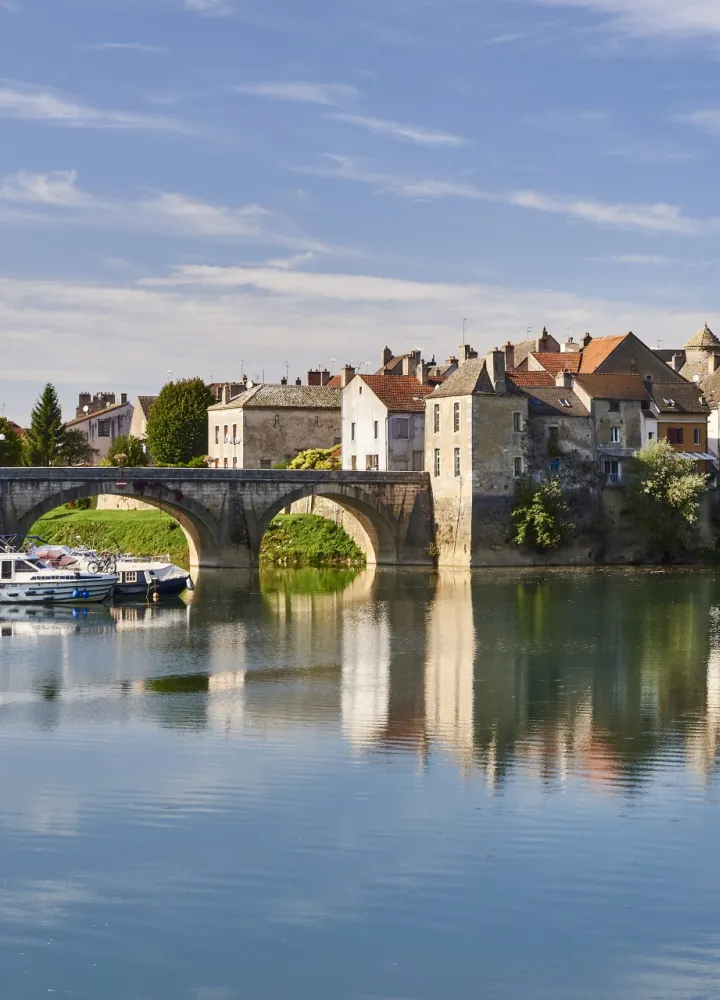 Verdun-sur-le-Doubs_la Saône et les bateaux de plaisance à la halte nautique