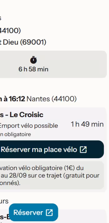 Planificateur Train + Vélo France velo tourisme